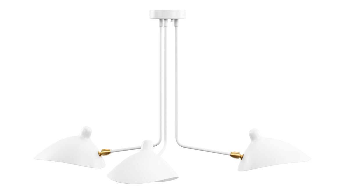 Mouille - Mouille Three Arm Ceiling Light, Small, White