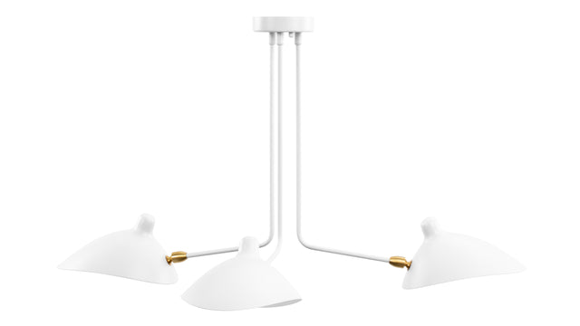 Mouille - Mouille Three Arm Ceiling Light, Small, White