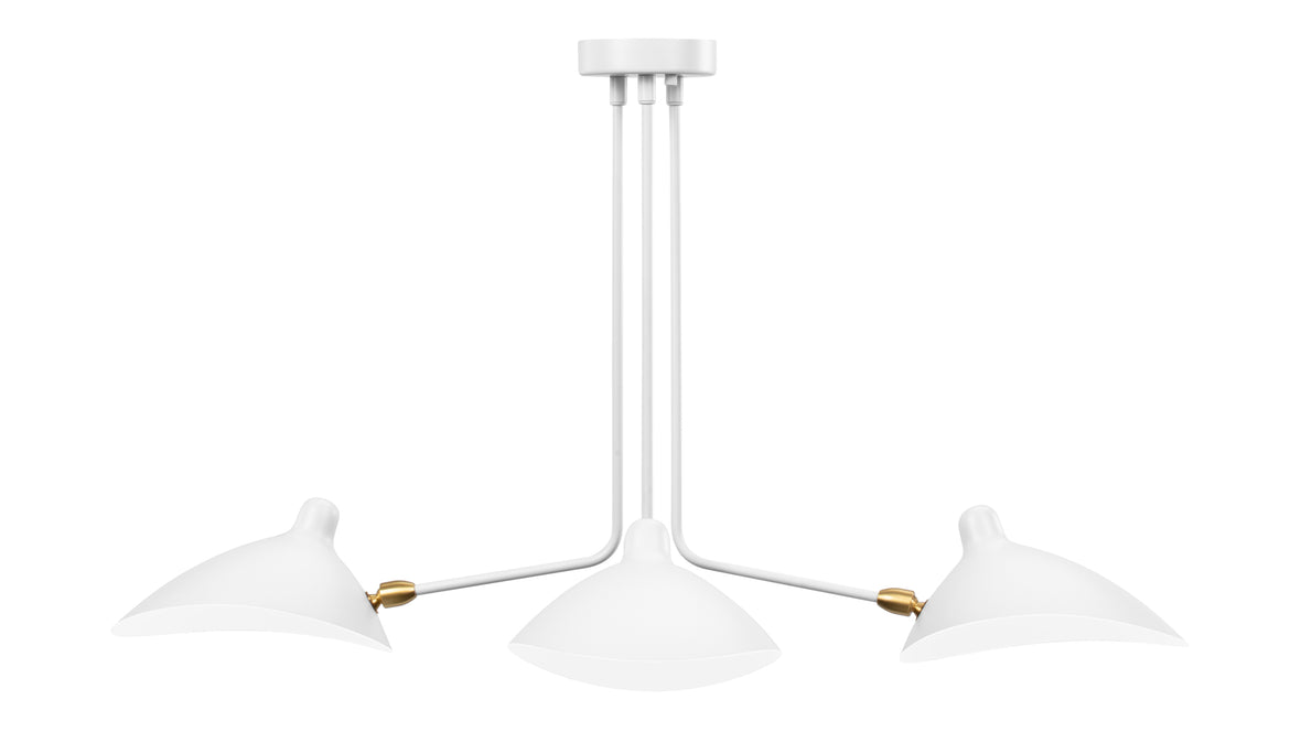 Mouille - Mouille Three Arm Ceiling Light, Small, White