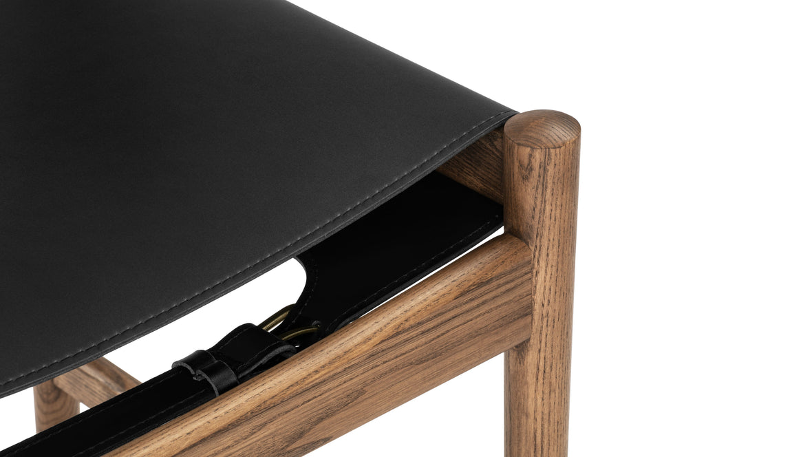 Aksel - Aksel Side Chair, Deep Black Vegan Leather and Walnut Stain