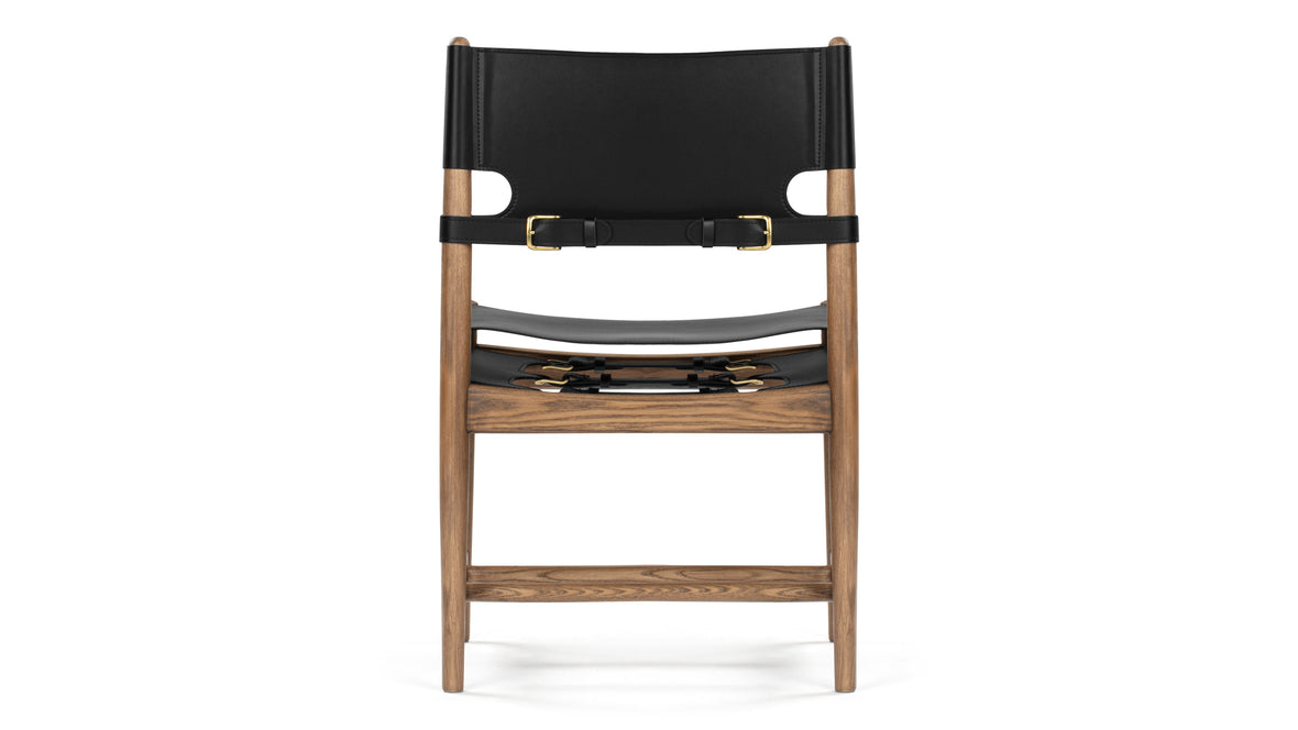 Aksel - Aksel Side Chair, Deep Black Vegan Leather and Walnut Stain