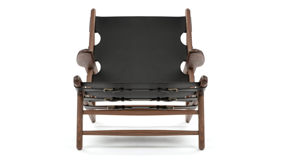 Hendrik - Hendrik Chair, Deep Black Vegan Leather and Walnut