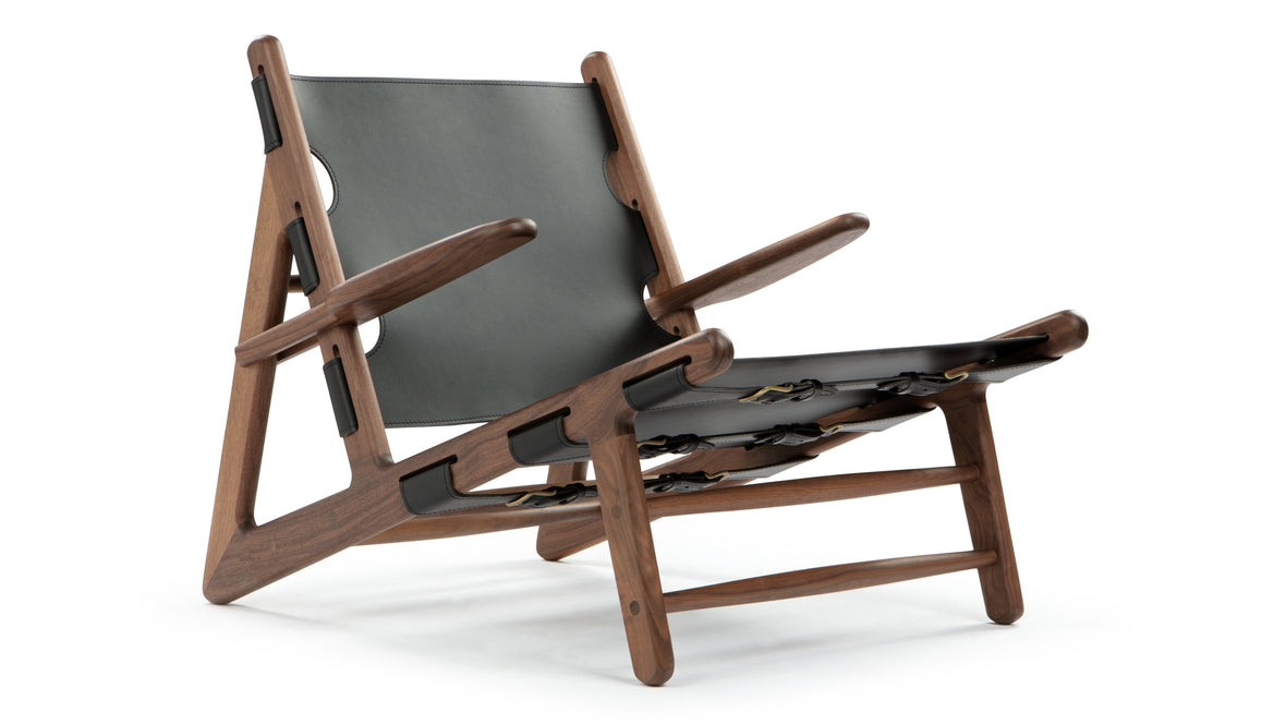 Hendrik - Hendrik Chair, Deep Black Vegan Leather and Walnut