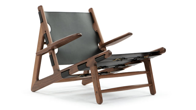 Hendrik - Hendrik Chair, Deep Black Vegan Leather and Walnut