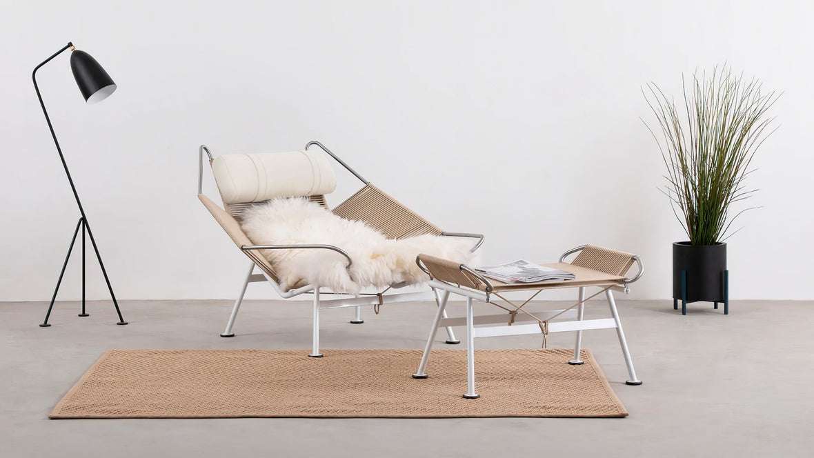 Halyard - Halyard Lounge Chair, Ivory Premium Leather and Icelandic Sheepskin