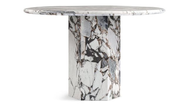 Saga - Saga Round Dining Table, Modellato Marble, 47in
