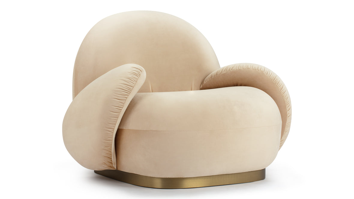 Pacha - Pacha Lounge Armchair, Ecru Velvet