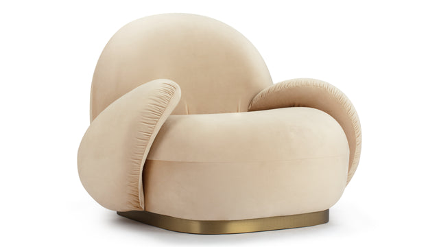 Pacha - Pacha Lounge Armchair, Ecru Velvet