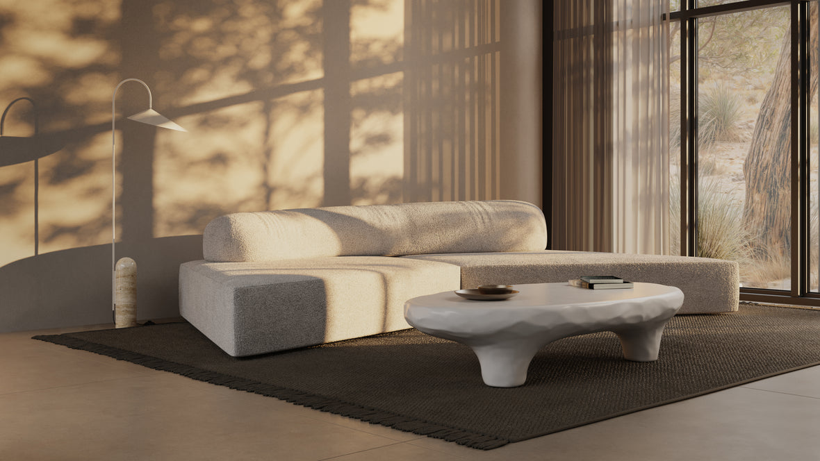 On the Rocks - On the Rocks Sofa, Right Corner, Dove Textured Chenille