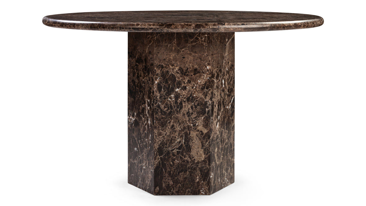 Saga - Saga Round Dining Table, Dark Emperador Marble, 47in
