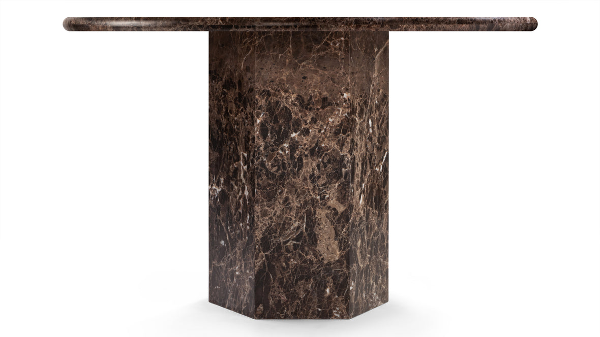 Saga - Saga Round Dining Table, Dark Emperador Marble, 47in