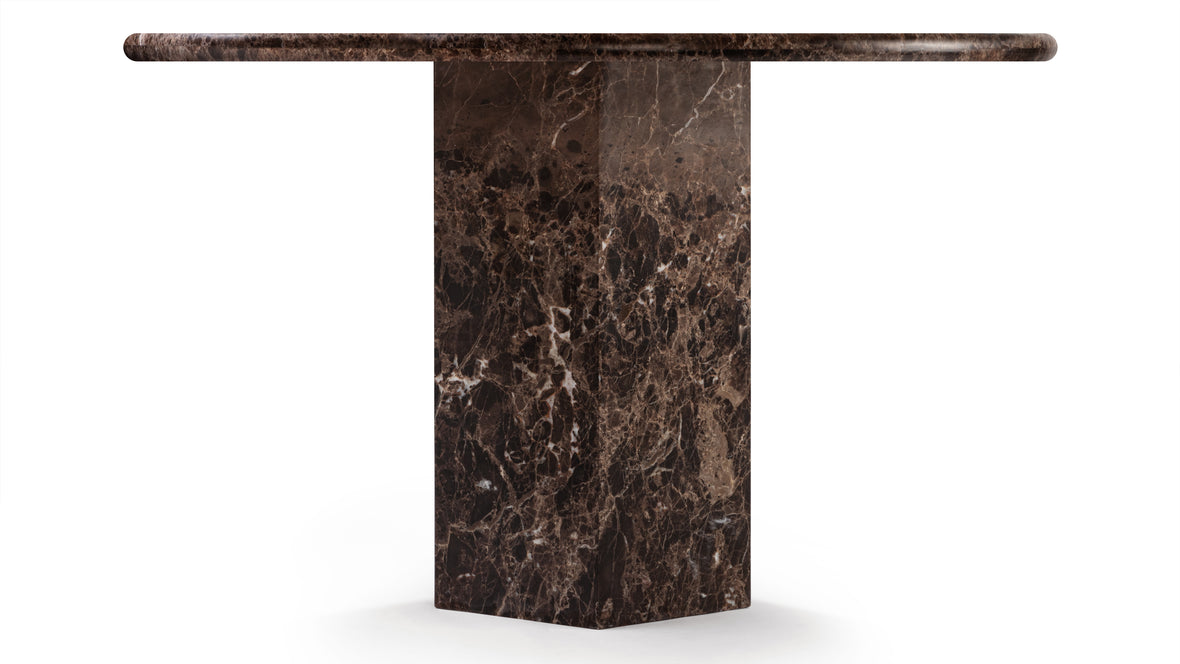 Saga - Saga Round Dining Table, Dark Emperador Marble, 47in