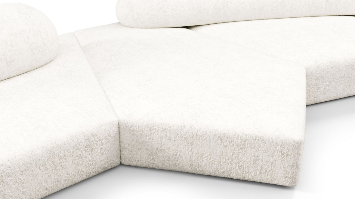 On the Rocks - On the Rocks Sofa, Five Seater, White Textured Chenille