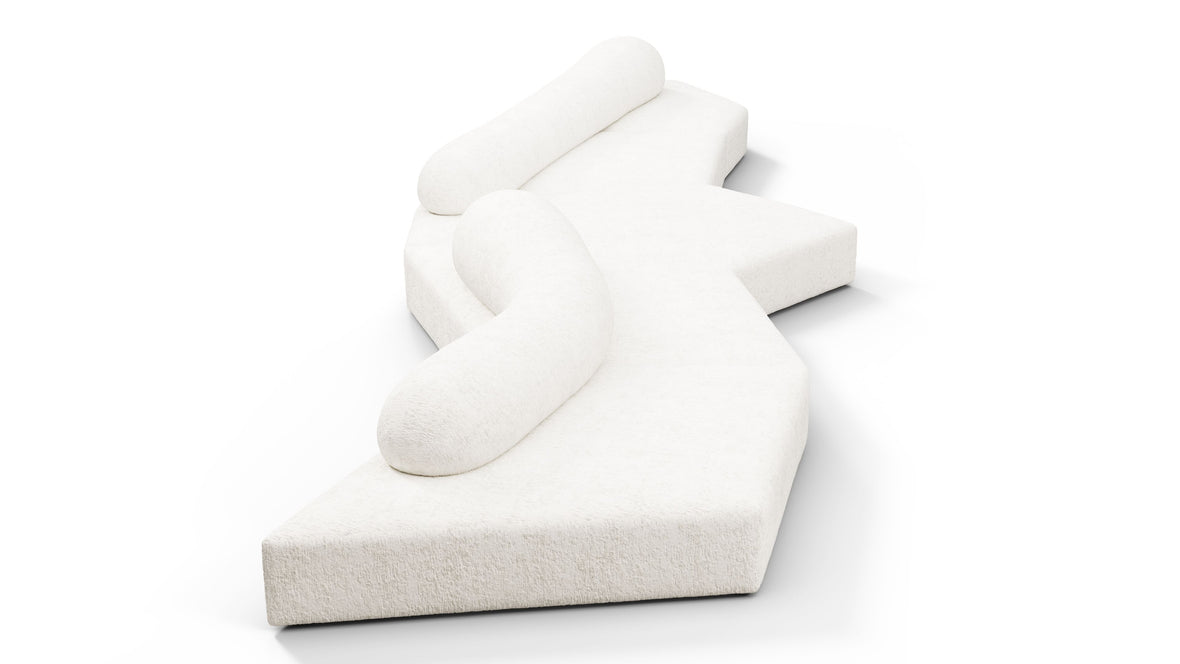 On the Rocks - On the Rocks Sofa, Five Seater, White Textured Chenille
