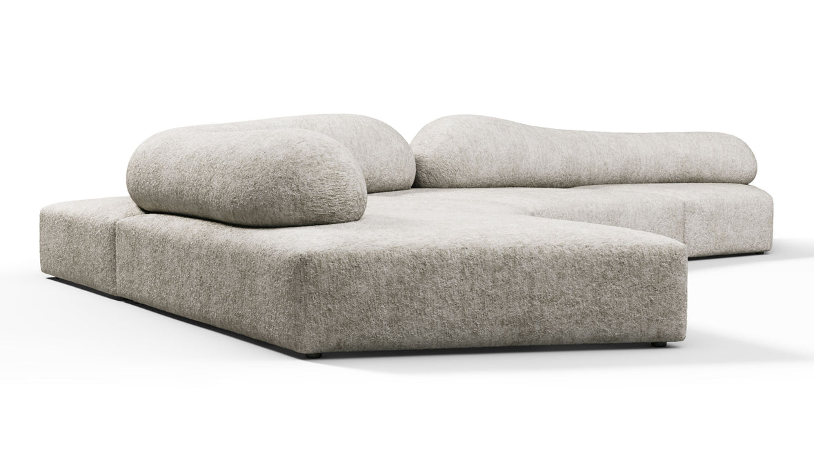 On the Rocks - On the Rocks Sofa, Left Corner, Dove Textured Chenille