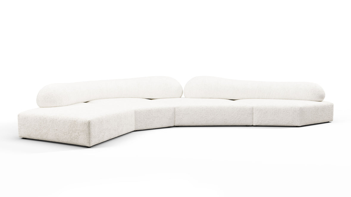 On the Rocks - On the Rocks Sofa, Left Corner, White Textured Chenille