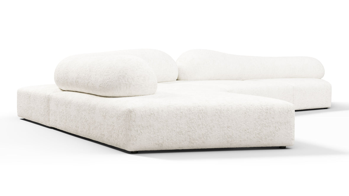 On the Rocks - On the Rocks Sofa, Left Corner, White Textured Chenille