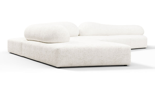 On the Rocks - On the Rocks Sofa, Left Corner, White Textured Chenille