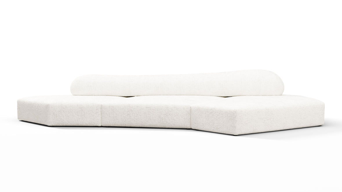 On the Rocks - On the Rocks Sofa, Three Seater, Right, White Textured Chenille