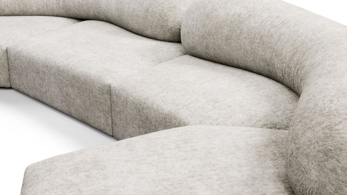 On the Rocks - On the Rocks Sofa, U Shape, Dove Textured Chenille