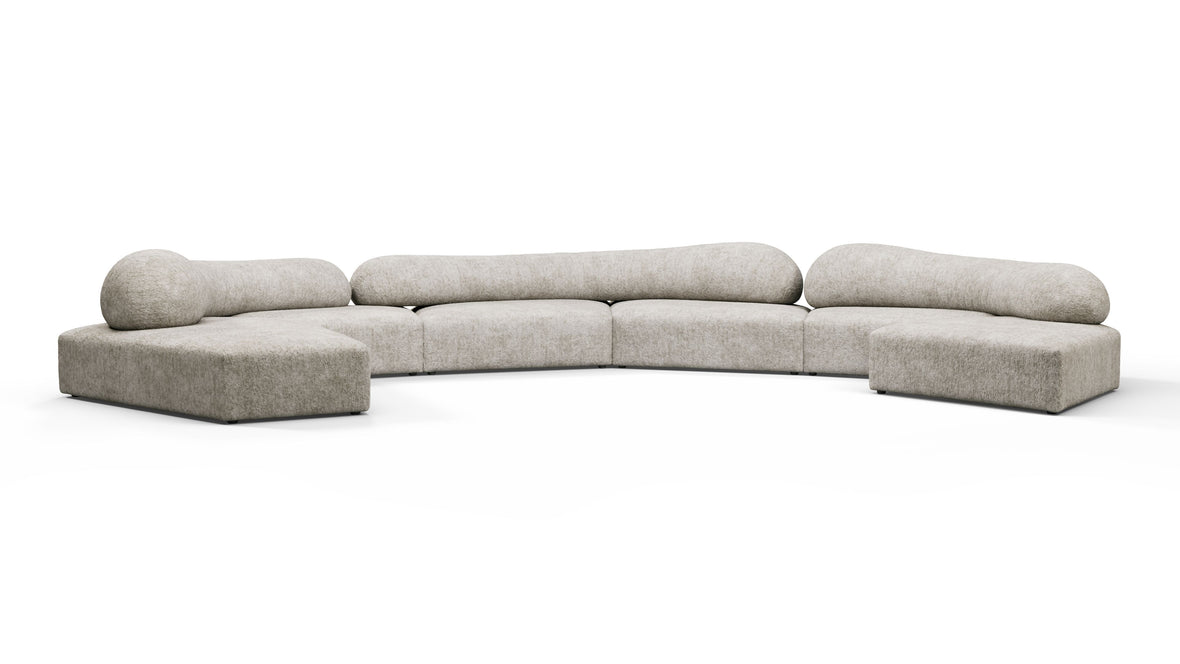 On the Rocks - On the Rocks Sofa, U Shape, Dove Textured Chenille