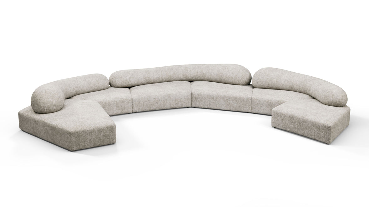 On the Rocks - On the Rocks Sofa, U Shape, Dove Textured Chenille