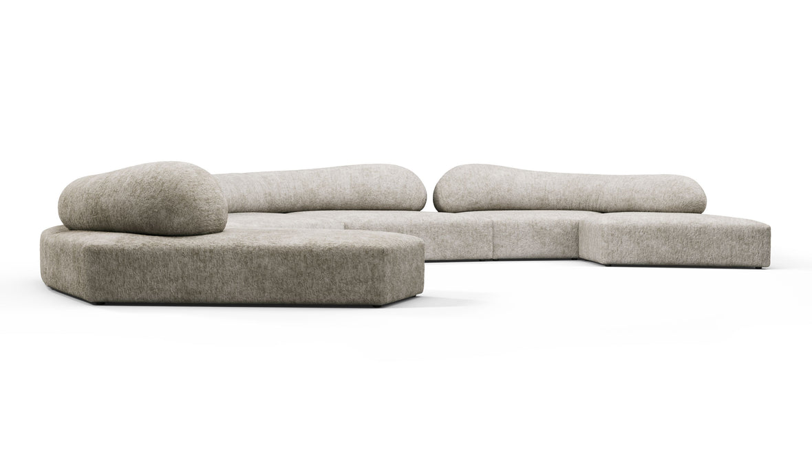 On the Rocks - On the Rocks Sofa, U Shape, Dove Textured Chenille