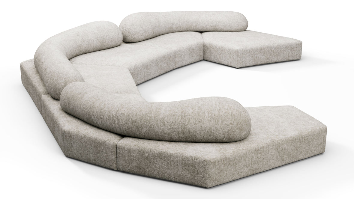 On the Rocks - On the Rocks Sofa, U Shape, Dove Textured Chenille