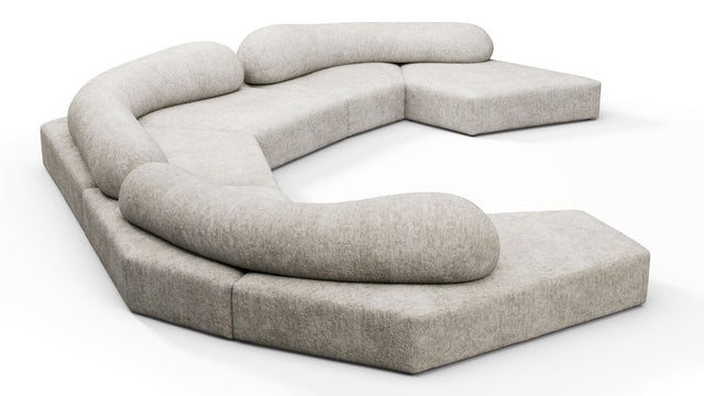 On the Rocks - On the Rocks Sofa, U Shape, Dove Textured Chenille