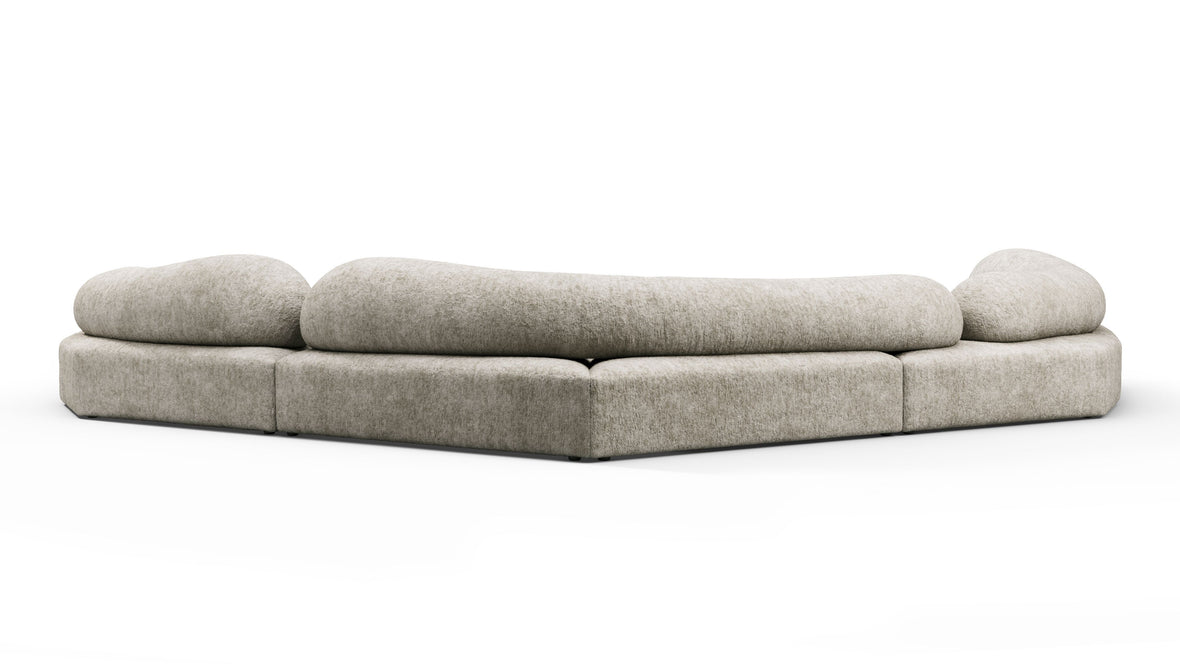 On the Rocks - On the Rocks Sofa, U Shape, Dove Textured Chenille