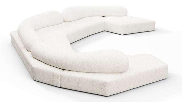 On the Rocks - On the Rocks Sofa, U Shape, White Textured Chenille