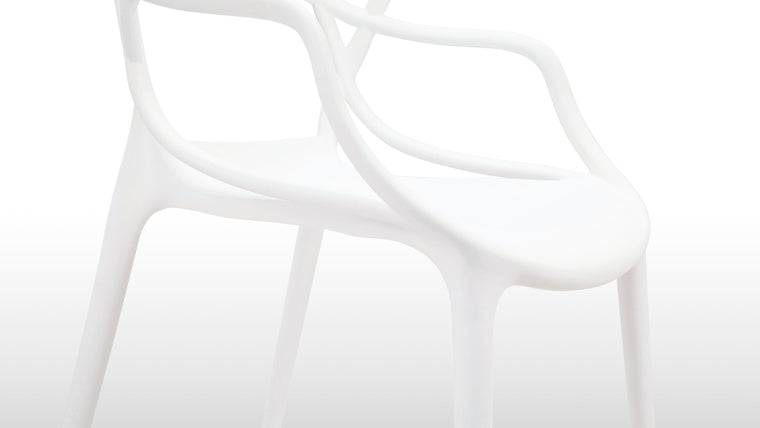 Space-saving seating | Despite its roomy seat, this modern design is quite compact. In addition to being lightweight, the chairs are stackable up to four high, making them incredibly easy to stow.
