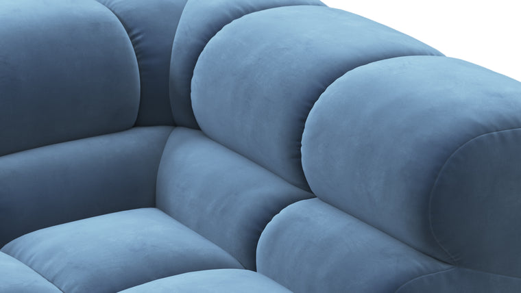 SUPERIOR COMFORT | Designed with the easy-going, informal ethos of the 1970s in mind, the Tufty modules are generously proportioned, coming together in a bench-like base with barely-there connections, allowing plenty of room for you to lean back and curl up in comfort.
