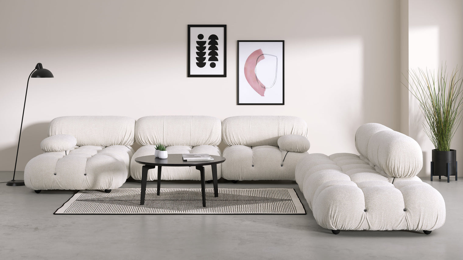Bellini Large Sectional - Mario Bellini Large Sectional, Right Corner, White Boucle