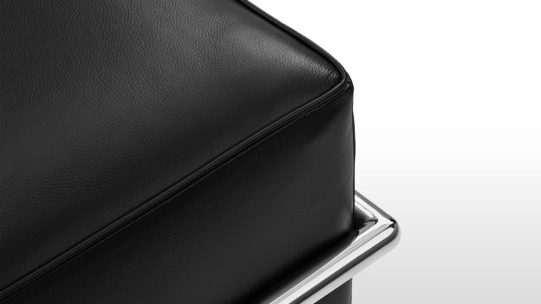 Sleek Frame | The Corbusier Ottoman boasts a sturdy and sleek stainless steel frame, which not only provides exceptional stability but also complements the leather upholstery with its polished, minimalist aesthetic. The iconic tubular frame design is instantly recognizable and adds a touch of architectural elegance to your space.
