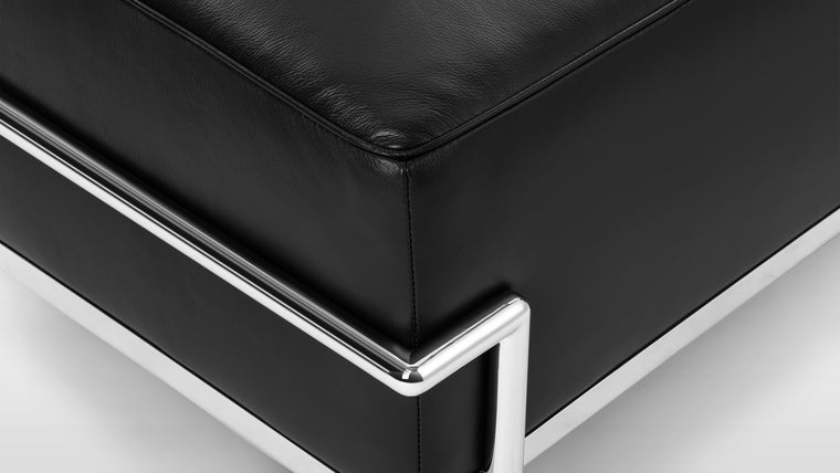 Luxurious Leather | Crafted from premium leather, the Corbusier Ottoman exudes an air of opulence. The leather's supple texture not only feels heavenly to the touch but also ages beautifully, developing a rich patina over time that tells the story of its use.
