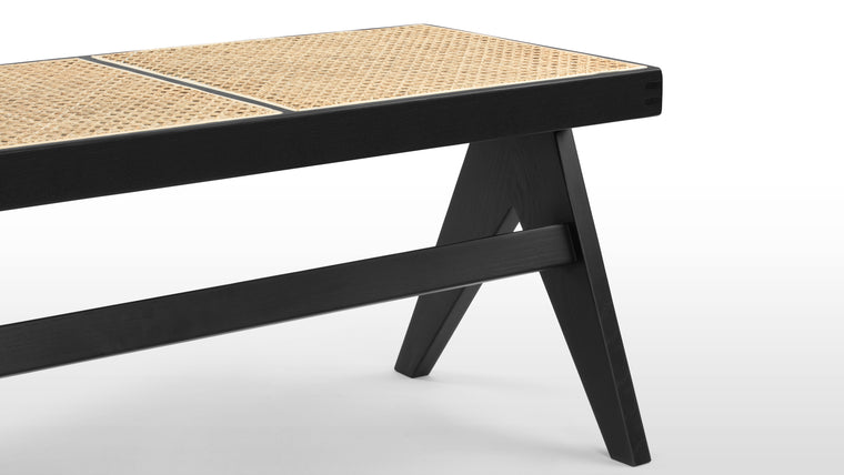 Rattan Accent | Beyond its elegant aesthetics, the Pierre Jeanneret Bench offers practicality and versatility. Its generous seating surface accommodates multiple individuals, making it ideal for gatherings and social settings. The clean and uncluttered design allows it to seamlessly blend into various interior styles, from mid-century modern to contemporary or even minimalist spaces.
