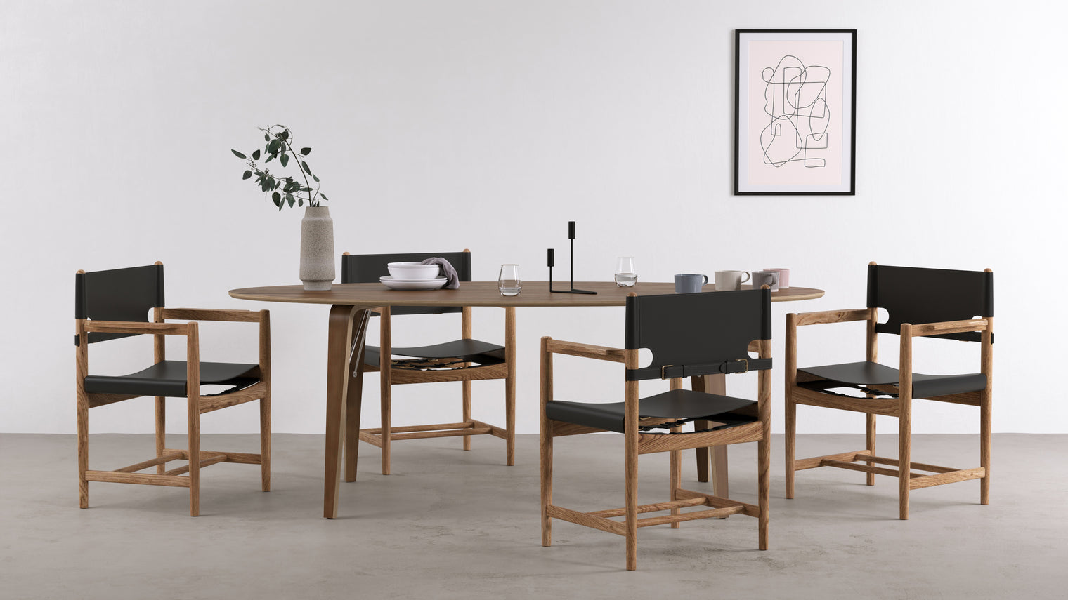 Aksel - Aksel Armchair, Deep Black Vegan Leather and Walnut Stain