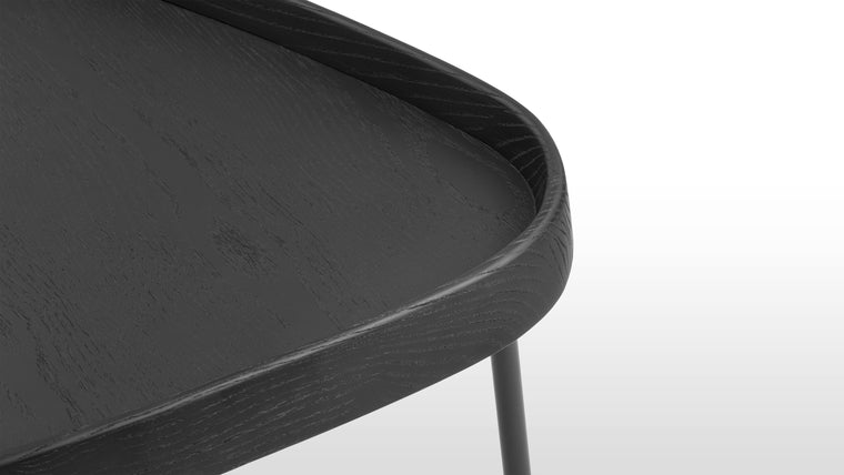Geometric Gem | The Remy Side Table boasts a unique triangular tabletop, a departure from conventional shapes. This distinctive design element not only adds visual interest but also allows this table to fit into smaller spaces, making it a space-efficient choice.
