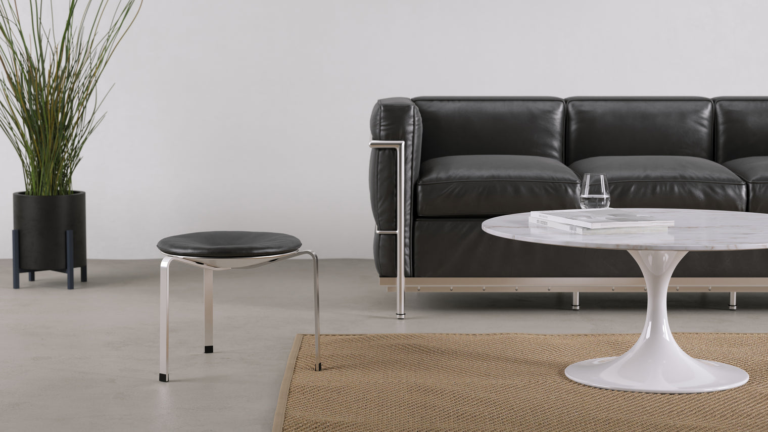 Poul - Poul Stool, Midnight Black Premium Leather