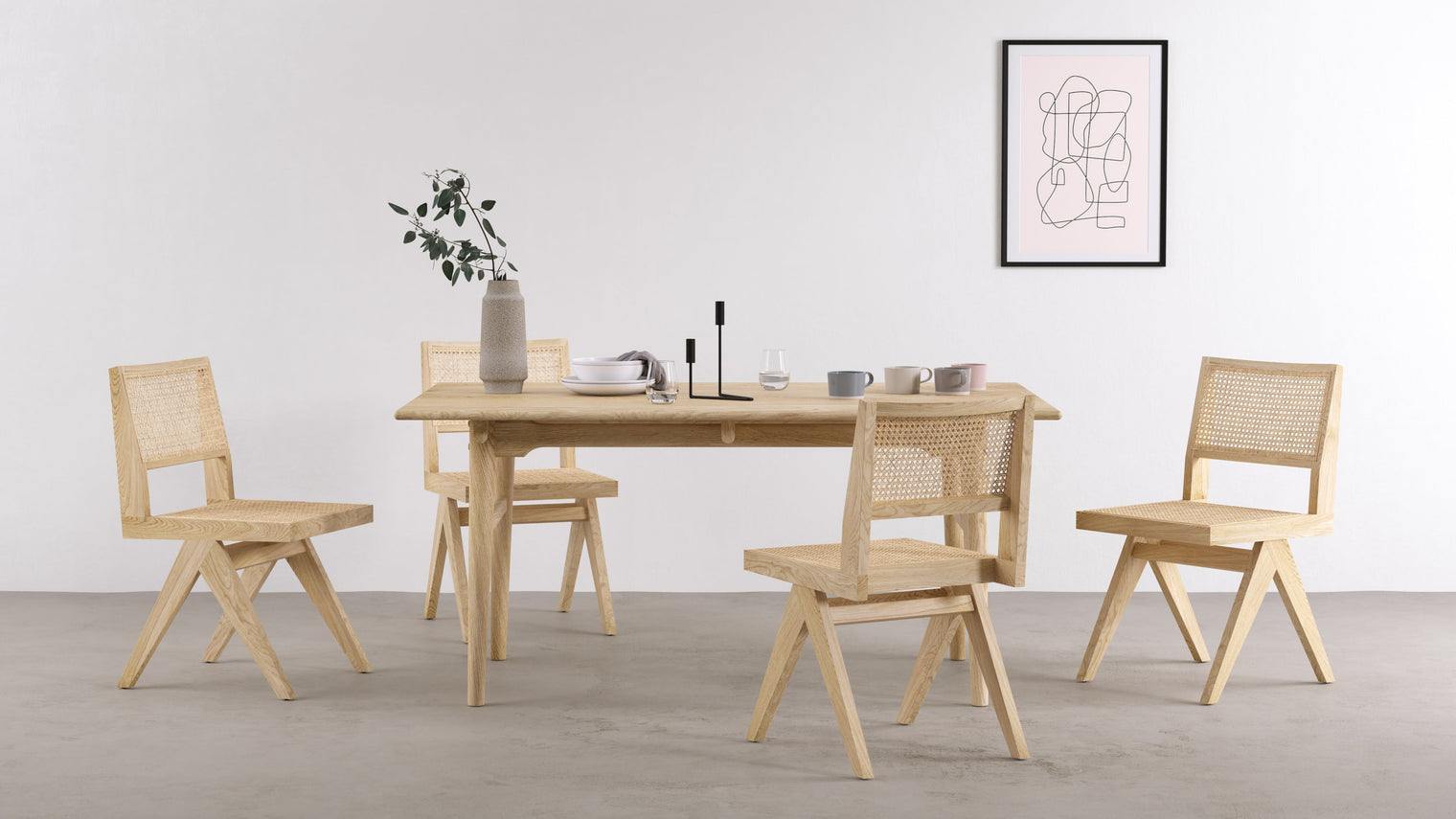 Jeanneret Dining Chair - Pierre Jeanneret Side Chair, Natural Ash