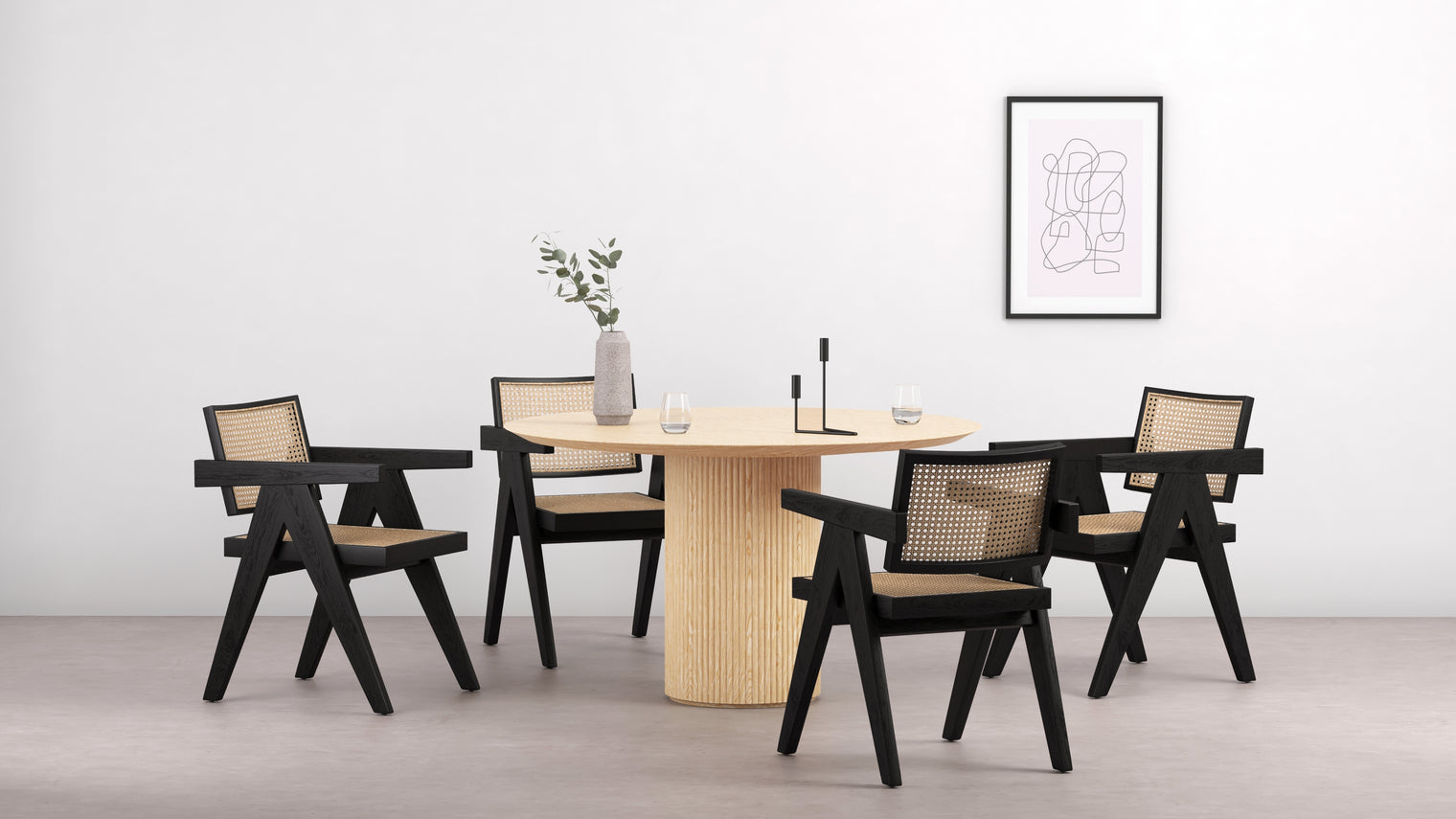 Decelle - Decelle Round Dining Table, Natural Ash, 51in