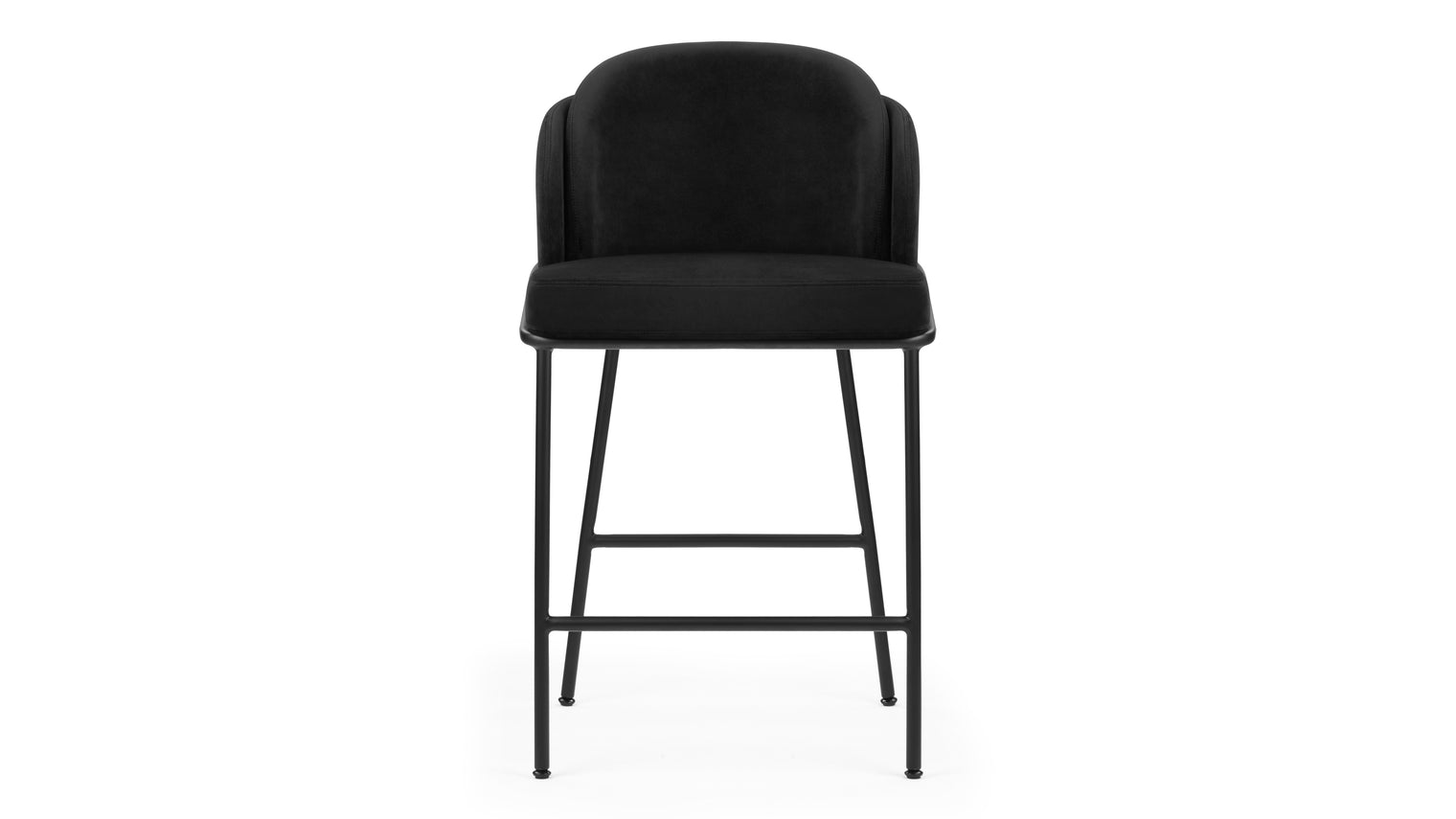 Aben - Aben Counter Stool, Black Plush Velvet and Black