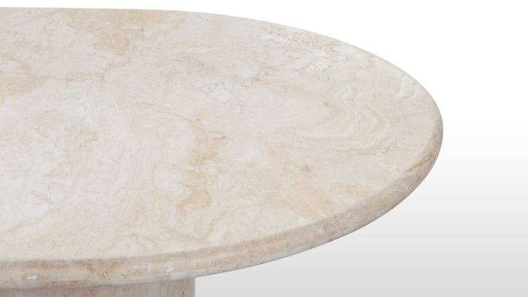 A TOAST TO THE HOST | A modern take on the pedestal base table, the Dante dining table features two demi-lune pillar legs and a generous 98” oval table top, accommodating extra place settings with ease, making it great choice for those who love to host.
