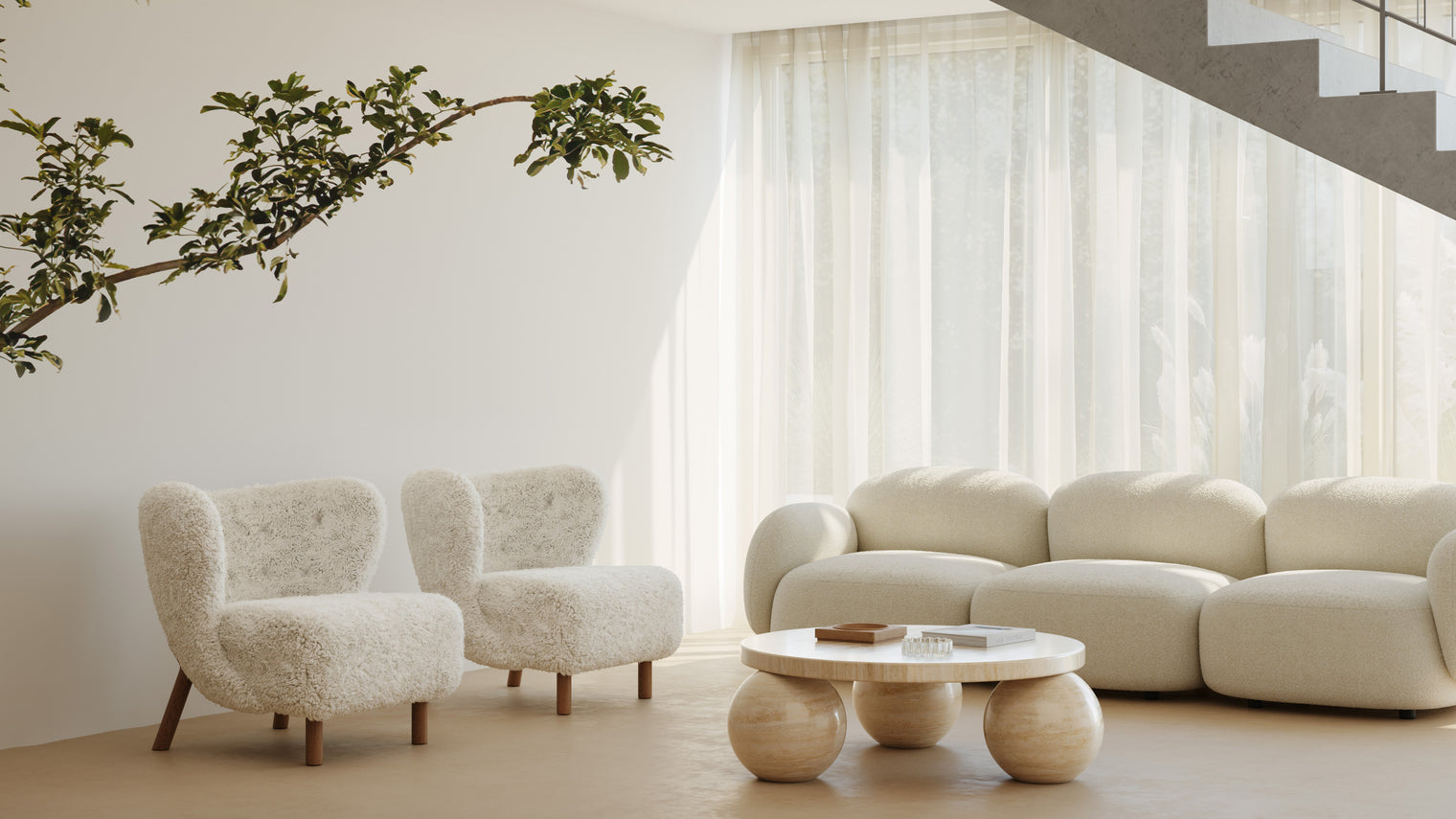 Petra - Petra Chair, Natural Luxe Sheepskin