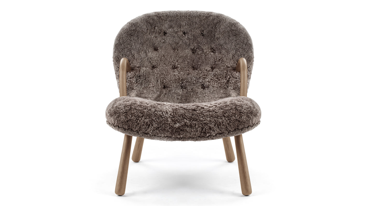 Clam - Clam Chair, Frosted Coco Luxe Sheepskin