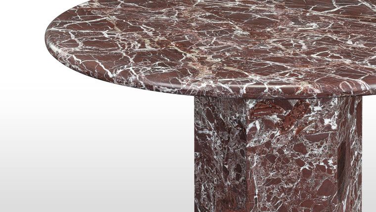 OLD MEETS NEW | A contemporary take on the pedestal base table, the Saga dining table features a hexagonal plinth base, meaning lots of room underneath to squeeze in extra diners and a clean, linear silhouette.
