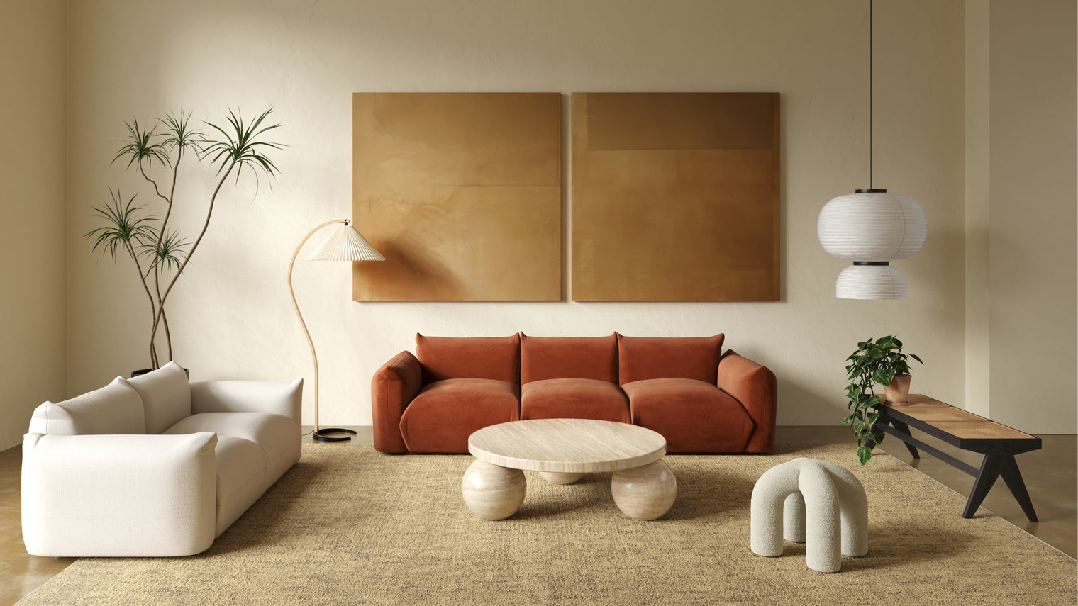 Marenco - Marenco Three Seater Sofa, Spice Velvet