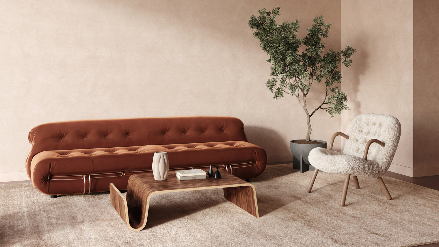 Soriana - Soriana Three Seater Sofa, Spice Velvet