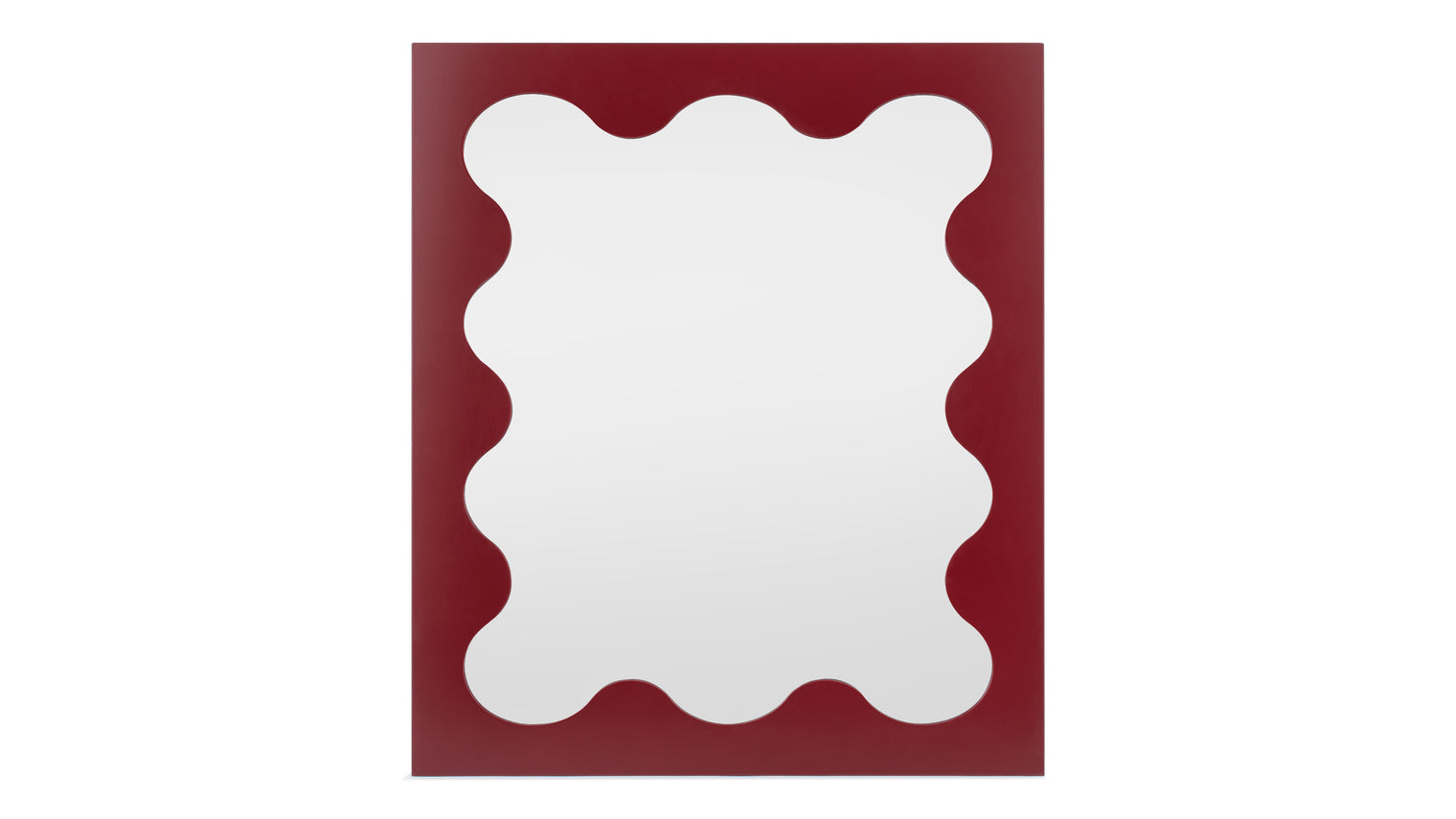 Dynamic Silhouette | The mirror's frame, painted in a luxurious cabernet red hue, adds a bold pop of color to your decor, while its wavy silhouette brings a sense of movement and dynamism to the room. Inspired by the gentle ripples of a tranquil stream, the frame exudes a serene elegance that transforms any space into a sanctuary of style.
